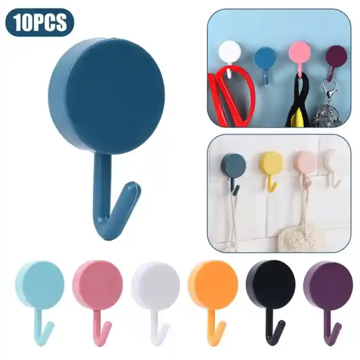 10PCS Self Adhesive Wall Hook Strong Without Drilling Coat Bag Bathroom Door Kitchen Towel Hanger Hooks Home Storage Accessories